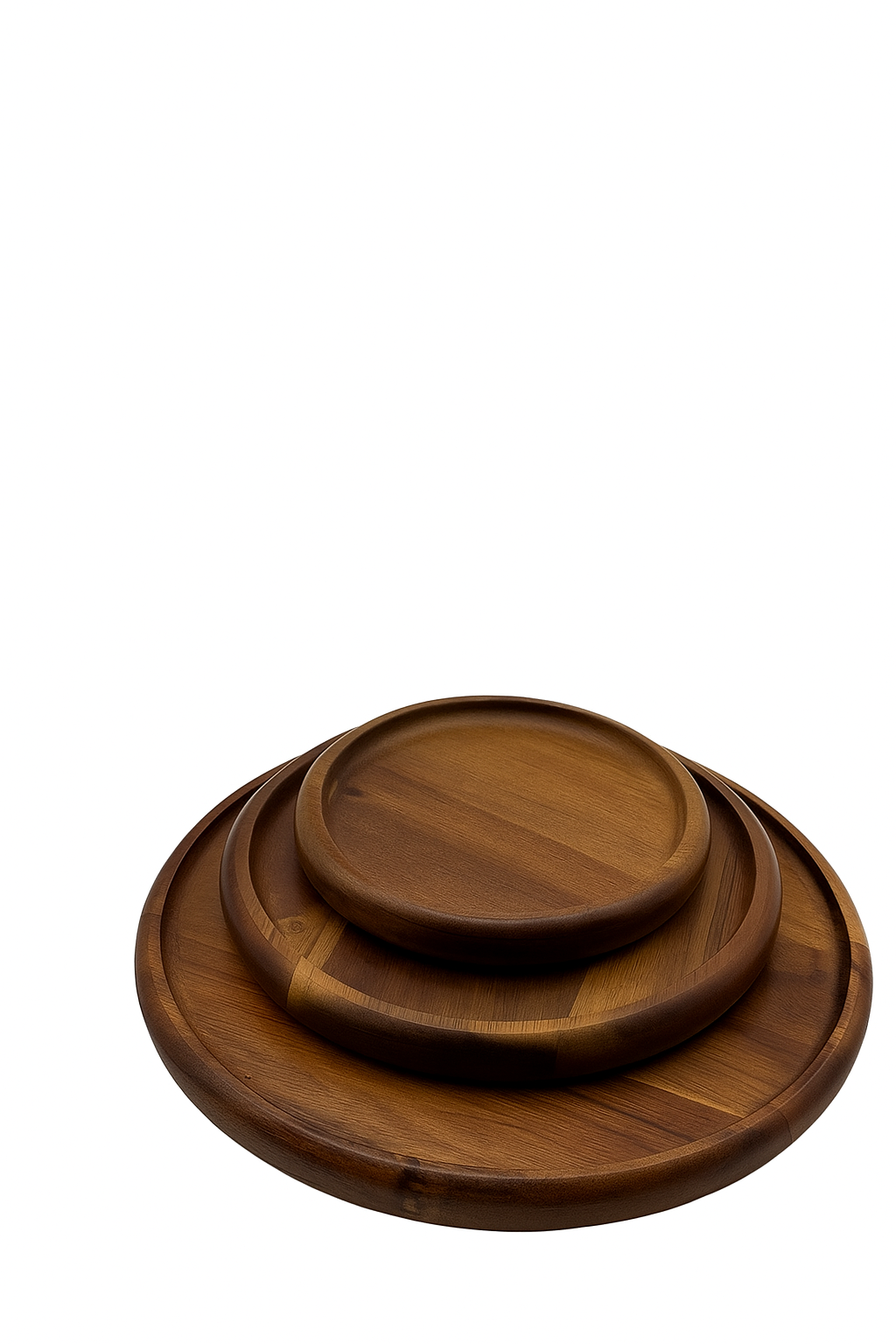 Set de 3 assiettes plates acacia