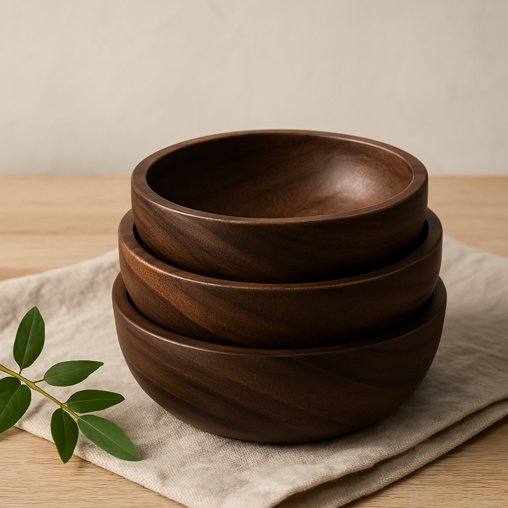 Set de 3 bols en bois d'acacia